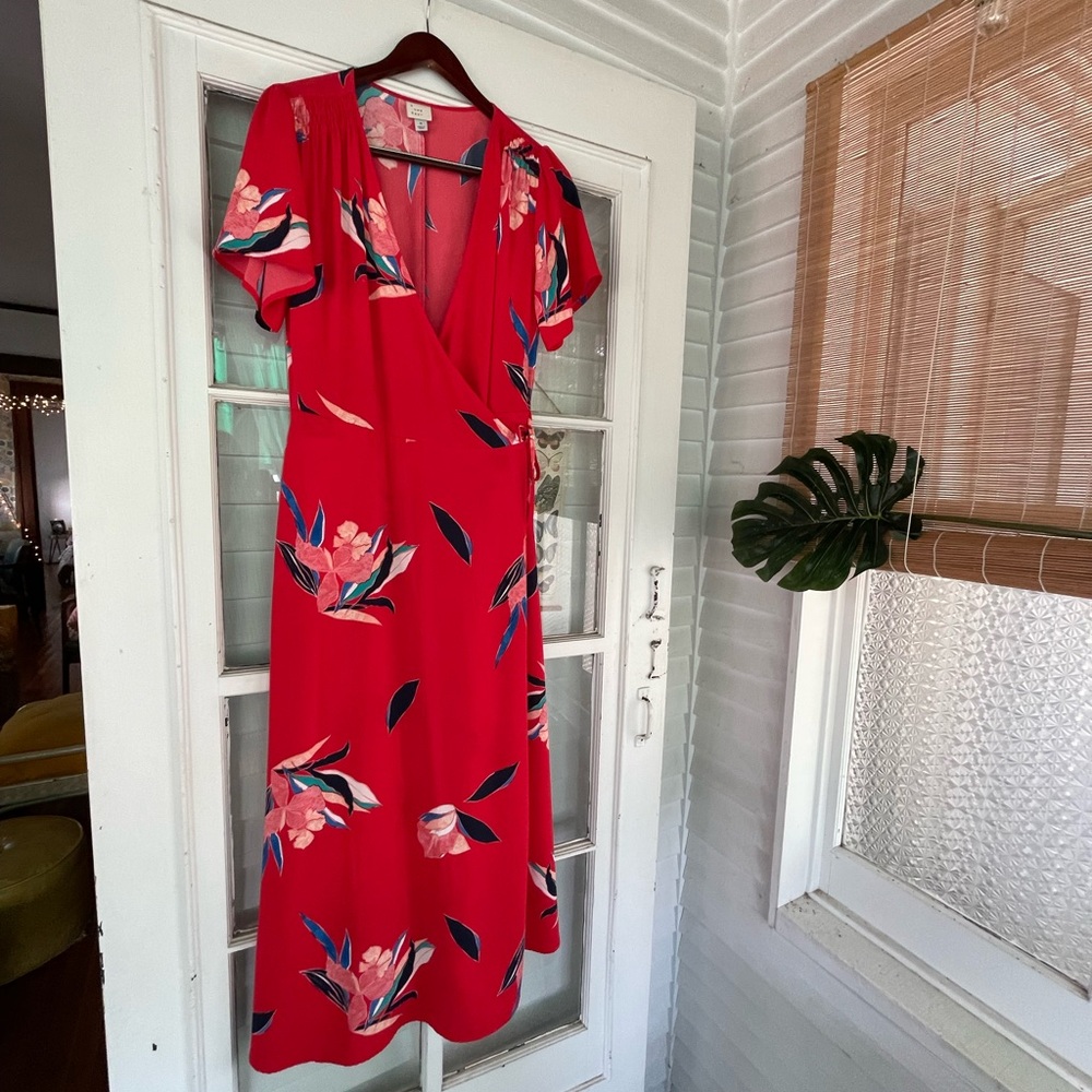 a new day Red Floral Midi Dress